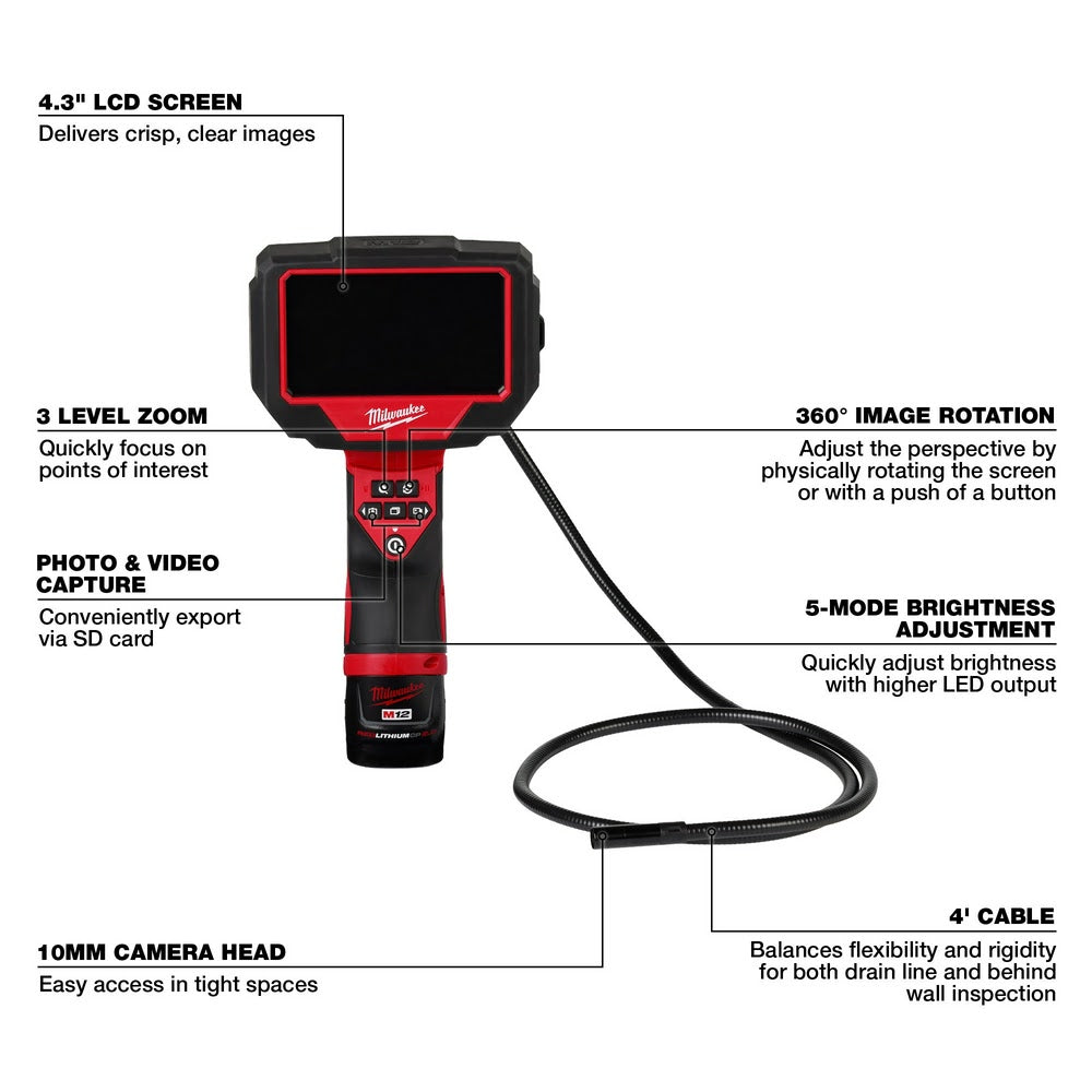 Milwaukee 2323-21 M12 M-Spector 360 4' Inspection Camera - 3