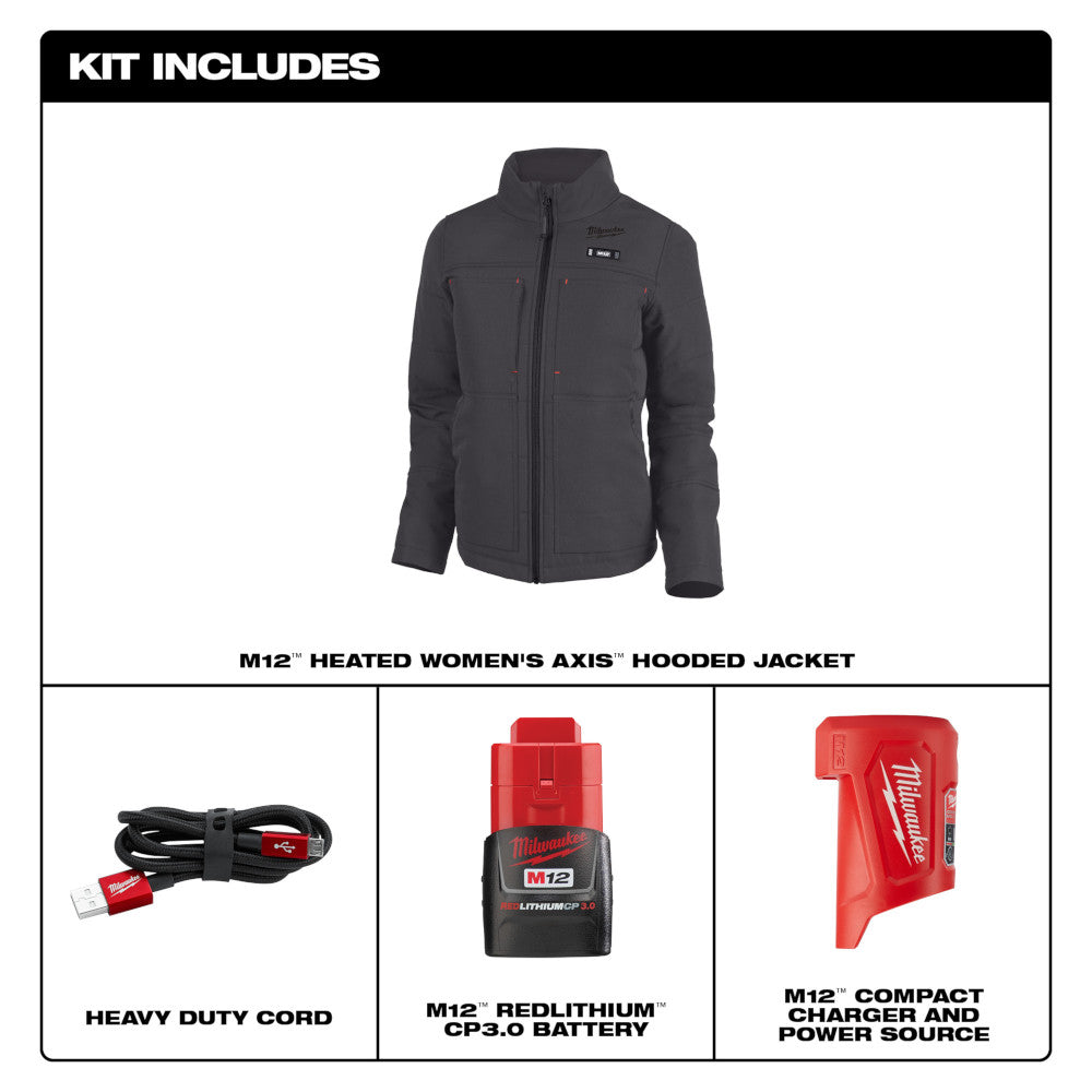 Milwaukee 234G-21 M12 Women's Heated AXIS Jacket Kit Gray - 8