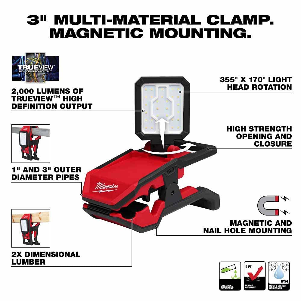 Milwaukee 2358-20 M18 ROVER Clamping Flood Light - 2