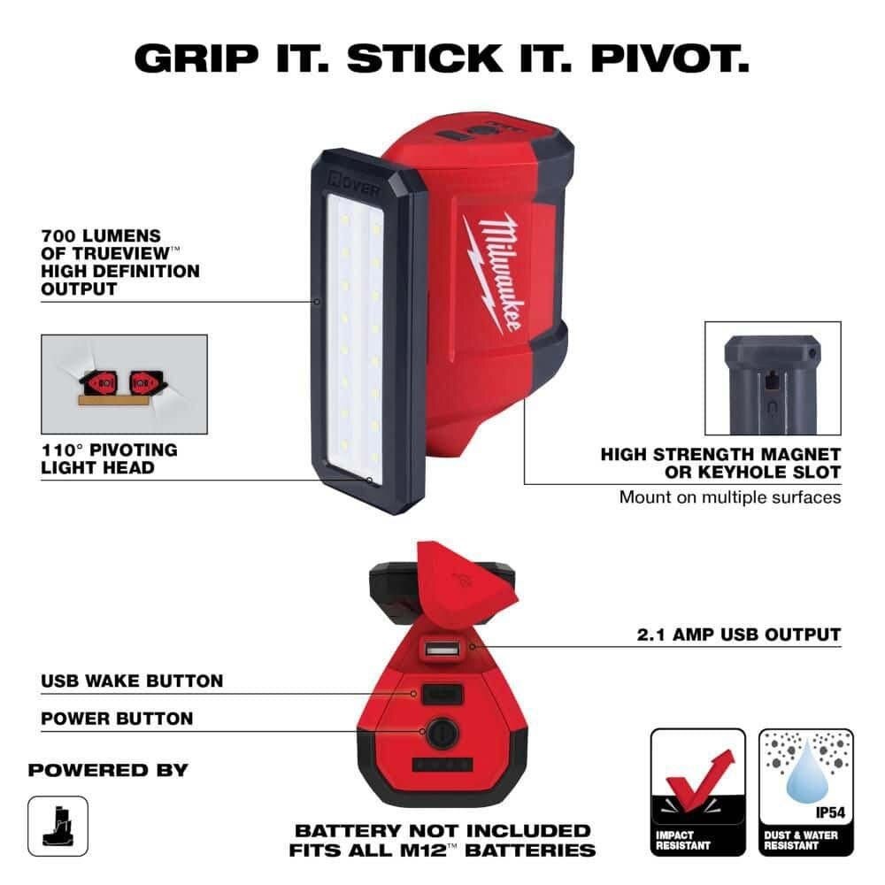 Milwaukee 2367-21NECK M12 Service and Repair Flood Light with Rechargeable Neck Light Kit (1.5Ah Battery and Charger) - 2