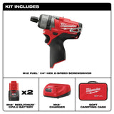 Milwaukee 2402-22 M12 FUEL 1/4" Hex 2-Speed Screwdriver Kit - 2