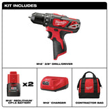 Milwaukee 2407-22 M12 3/8” Drill/Driver Kit - 2