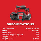 Milwaukee 2429-80 M12 Cordless Sub-Compact Band Saw Tool Only (Reconditioned) - 4