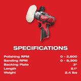 Milwaukee 2438-20 M12 Variable Speed Polisher/Sander (Tool Only) - 3