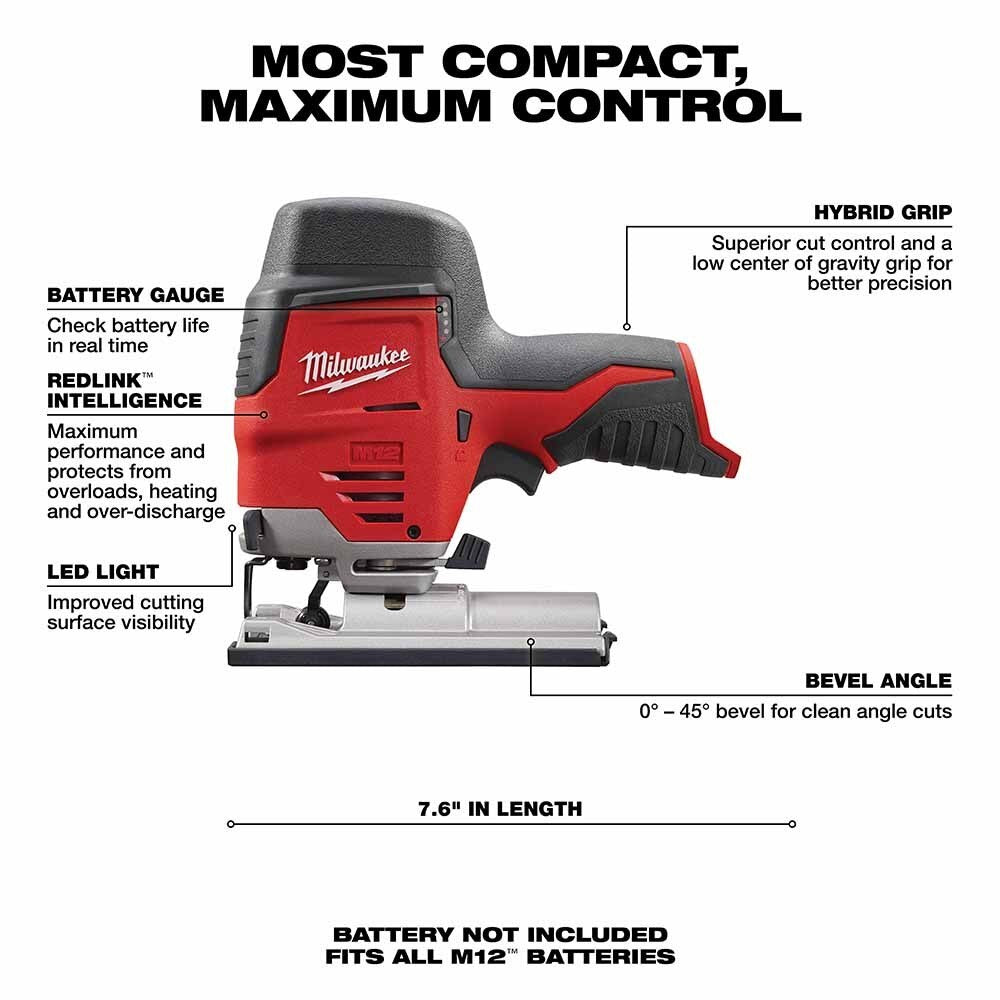 Milwaukee 2445-20 M12 Cordless High Performance Jig Saw - 2