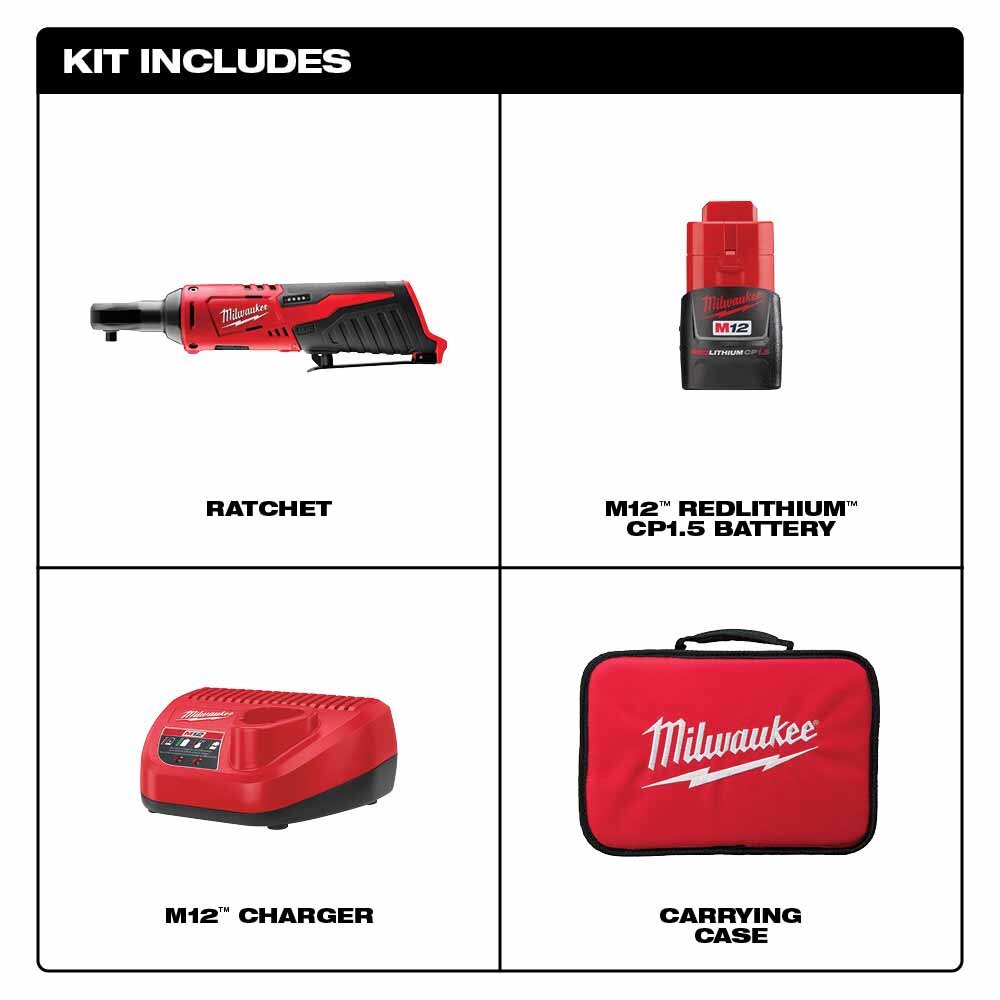Milwaukee 2456-21 M12™ Cordless 1/4" Ratchet Kit - 2