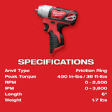 Milwaukee 2461-20 M12 1/4" Impact Wrench Bare - 4