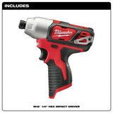 Milwaukee 2462-20 M12 1/4”  Hex Impact Driver  (Bare) - 2