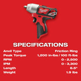 Milwaukee 2463-20 M12 3/8” Impact Wrench (Bare) - 4