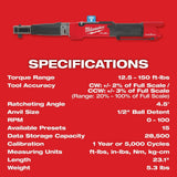 Milwaukee 2466-20 M12 FUEL 1/2" Digital Torque Wrench w/ ONE-KEY Bare Tool - 8