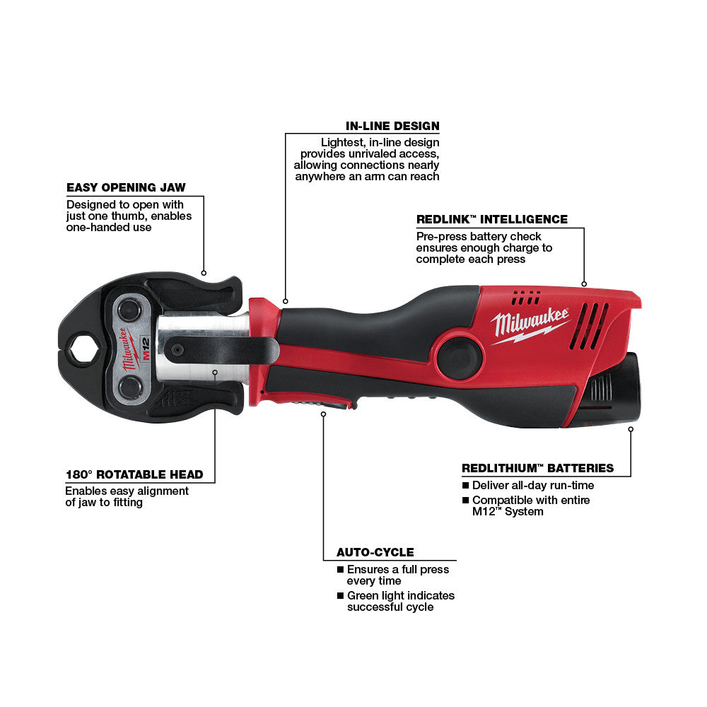 Milwaukee 2473-20 M12 Force Logic Press Tool - No Jaws - 5