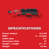 Milwaukee 2486-20 M12 FUEL Straight Die Grinder - 8