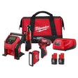 Milwaukee 2492-24 M12 12V Cordless 4-Tool Combo Kit with Screwdriver, Ratchet, Light and Inflator (Two 2.0Ah Batteries)