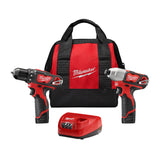 Milwaukee 2494-22 M12 Cordless Combo Drill Kit, 2 Battery