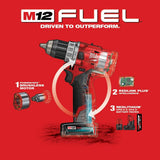 Milwaukee 2504-22 M12 FUEL 1/2" Hammer Drill Kit with Charger and Carrying Case (2 Batteries) - 7