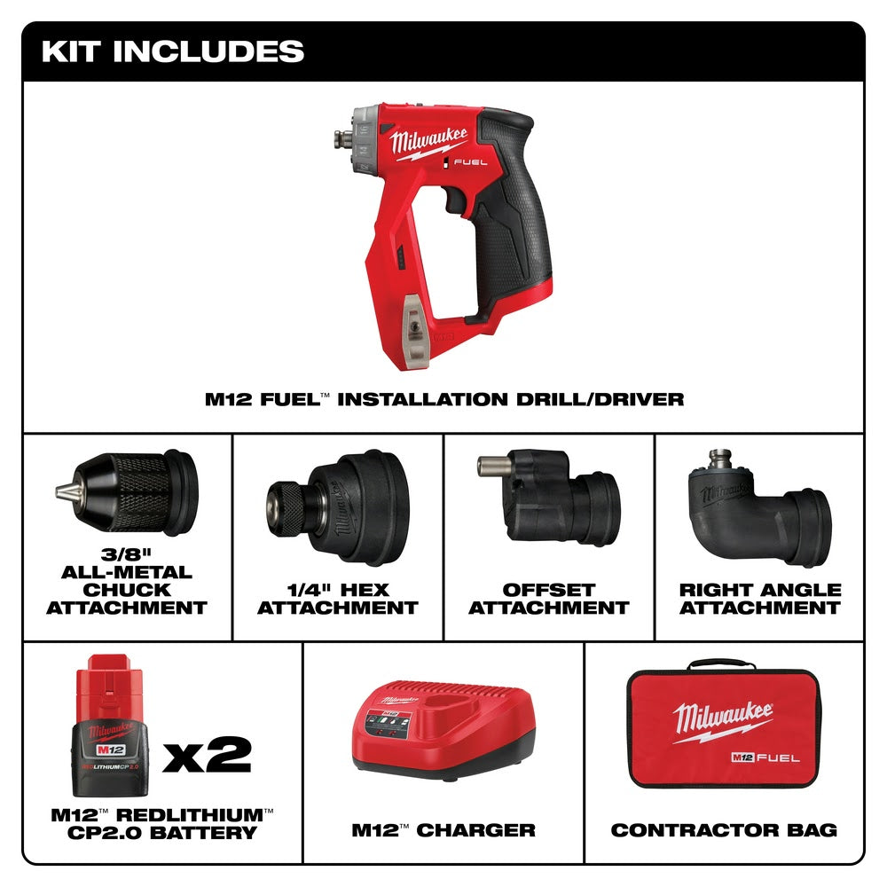 Milwaukee 2505-22 M12 FUEL Installation Drill/Driver Kit - 2