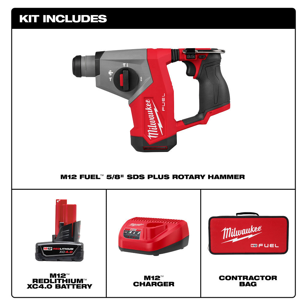 Milwaukee 2508-21XC M12 FUEL 5/8" SDS Plus Rotary Hammer Kit - 4