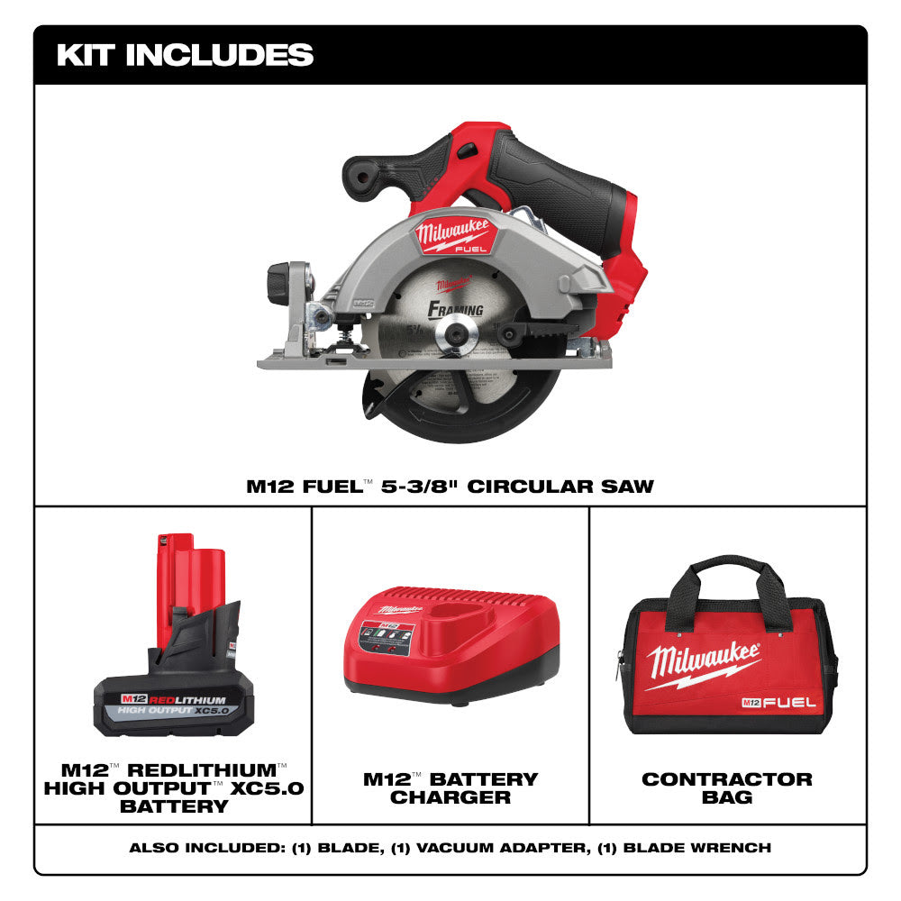 Milwaukee 2521-21HO M12 FUEL 5-3/8" Circular Saw Kit - 2