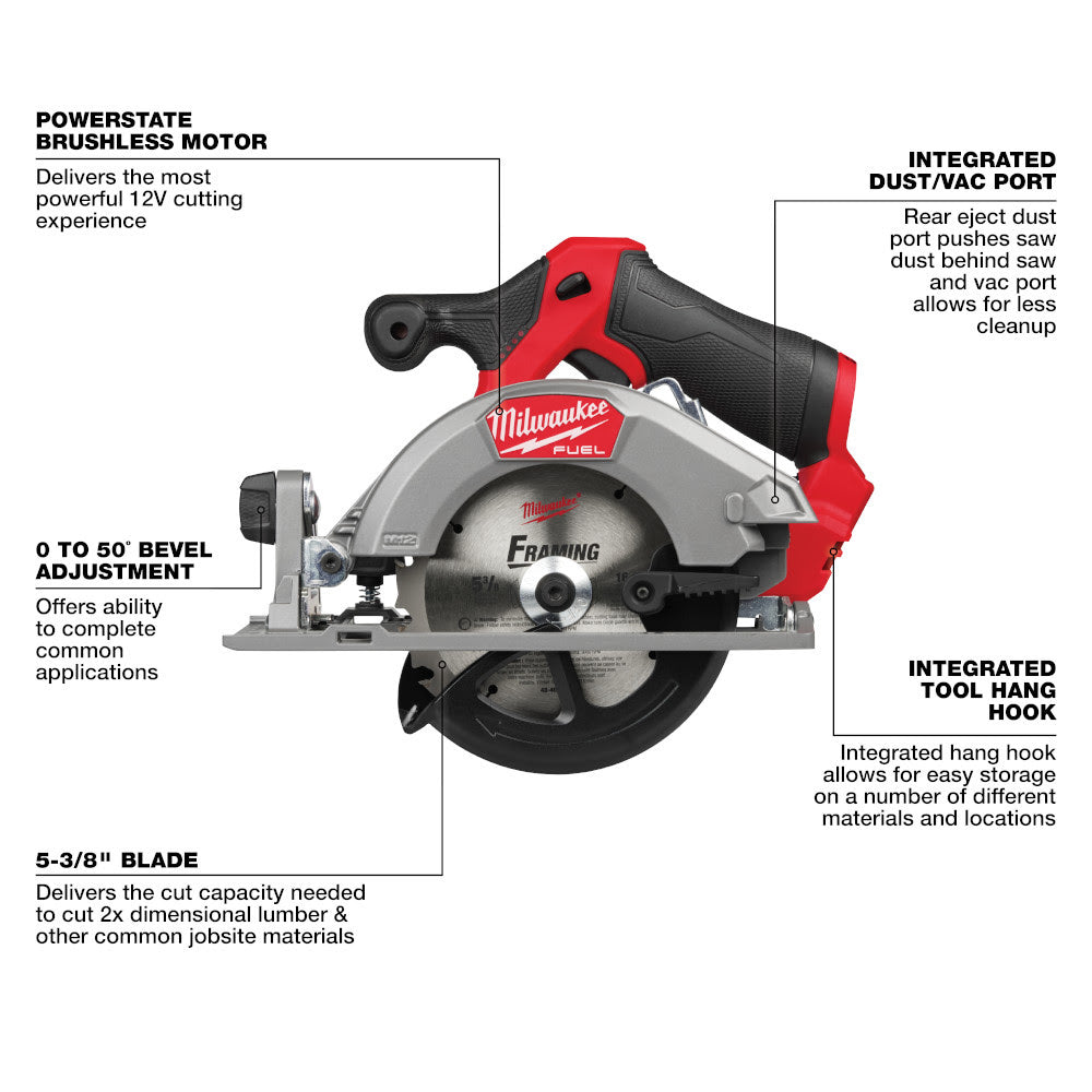 Milwaukee 2521-21HO M12 FUEL 5-3/8" Circular Saw Kit - 4