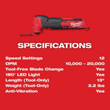 Milwaukee 2526-20 M12 FUEL™ Oscillating Multi-Tool - 8