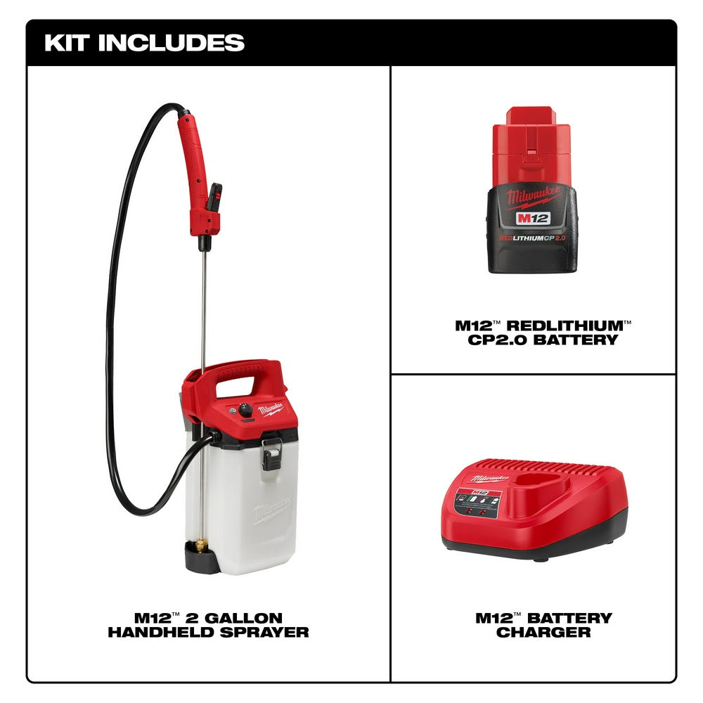 Milwaukee 2528-21G2 M12 2 Gallon Handheld Sprayer Kit - 2