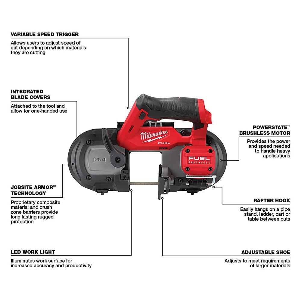 Milwaukee 2529-20 M12 FUEL Compact Band Saw -Tool Only 2-1/2" Cut Cap. - 7