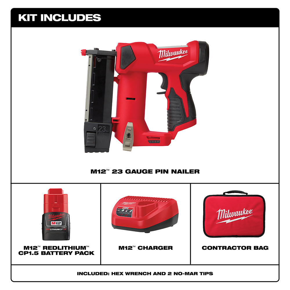 Milwaukee 2540-21 M12™ 23 Gauge Pin Nailer Kit - 3