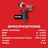 Milwaukee 2551-80 M12 FUEL SURGE 1/4" Hex Hydraulic Driver Bare Tool (Reconditioned) - 8