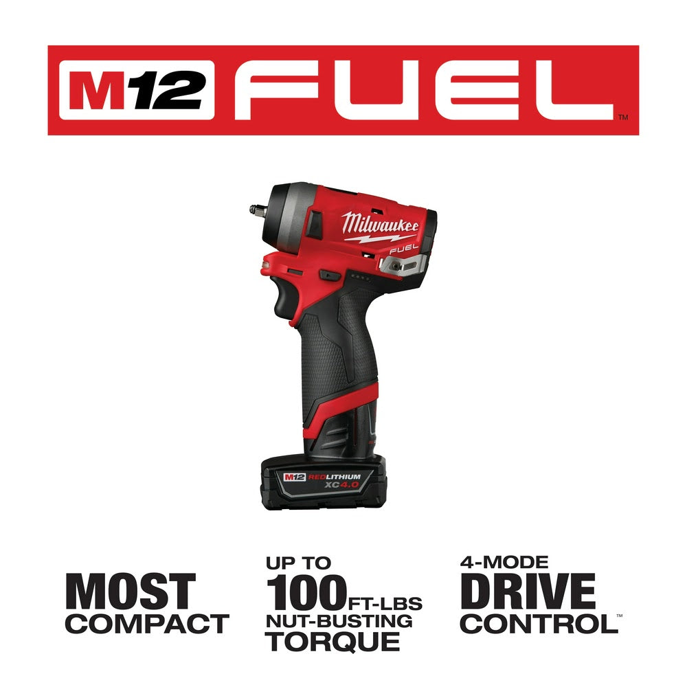 Milwaukee 2552-22 M12 FUEL Stubby 1/4" Impact Wrench Kit - 3