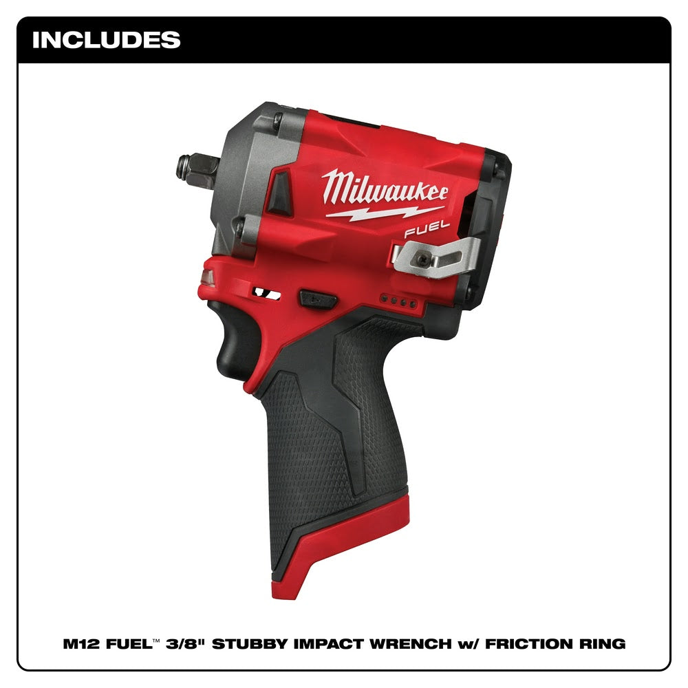 Milwaukee 2554-20 M12 FUEL Stubby 3/8" Impact Wrench - 2