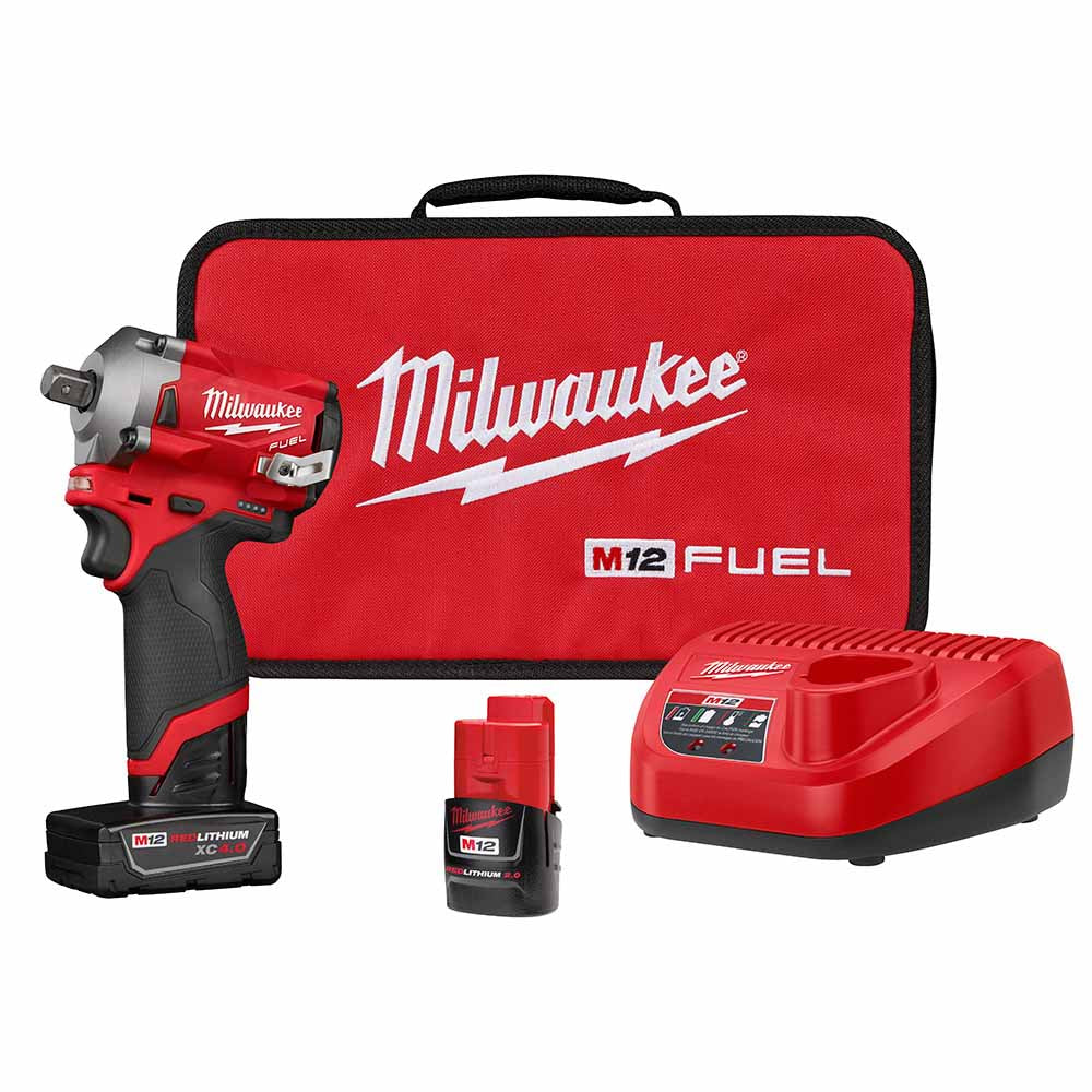 Milwaukee 2555P-22 M12 FUEL Stubby 1/2" Pin Impact Wrench Kit