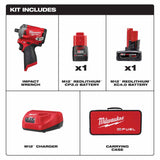 Milwaukee 2555P-22 M12 FUEL Stubby 1/2" Pin Impact Wrench Kit - 2