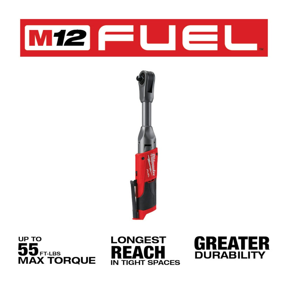 Milwaukee 2560-20 M12 FUEL 3/8" Extended Reach Ratchet Bare Tool - 3