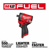 Milwaukee 2563P-20 M12 FUEL Stubby 1/2" Impact Wrench w/ Pin Detent - 2