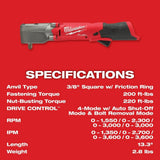 Milwaukee 2564-20 M12 FUEL 3/8" Right Angle Impact Wrench w/Friction Ring (Bare Tool) - 9