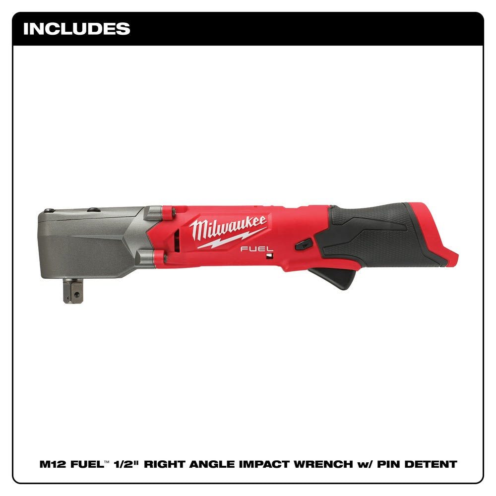 Milwaukee 2565P-20 M12 FUEL 1/2" Right Angle Impact Wrench w/ Pin Detent (Bare Tool) - 2