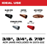 Milwaukee 2573-22Z M12 FORCE LOGIC Press Tool Kit with ONE KEY and 3/8", 3/4", 7/8" Press Jaws (Kit) - 4