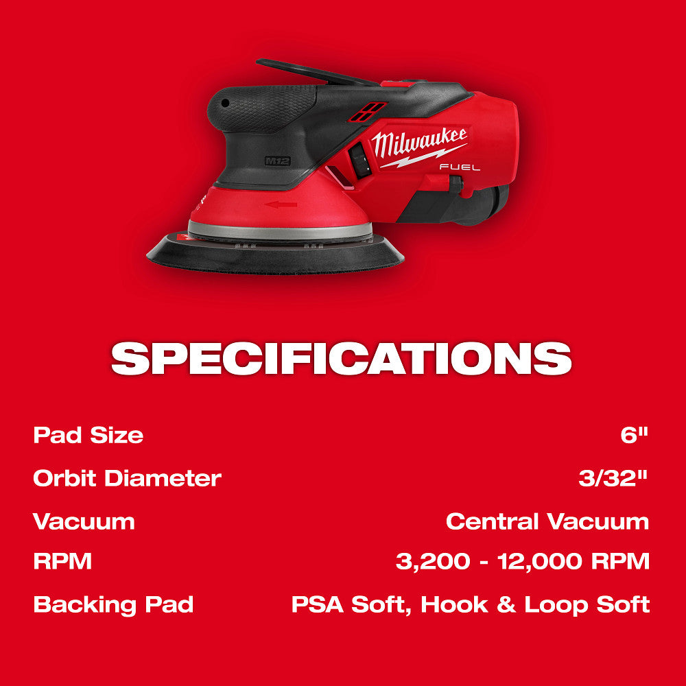 Milwaukee 2584-20 M12 FUEL 6" Random Orbital Sander (3/32") - 5