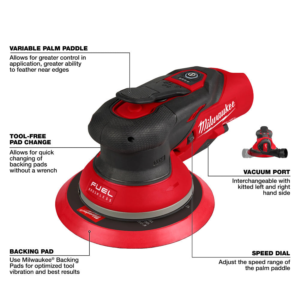 Milwaukee 2585-20 M12 FUEL 6" Random Orbital Sander (3/16") - 4