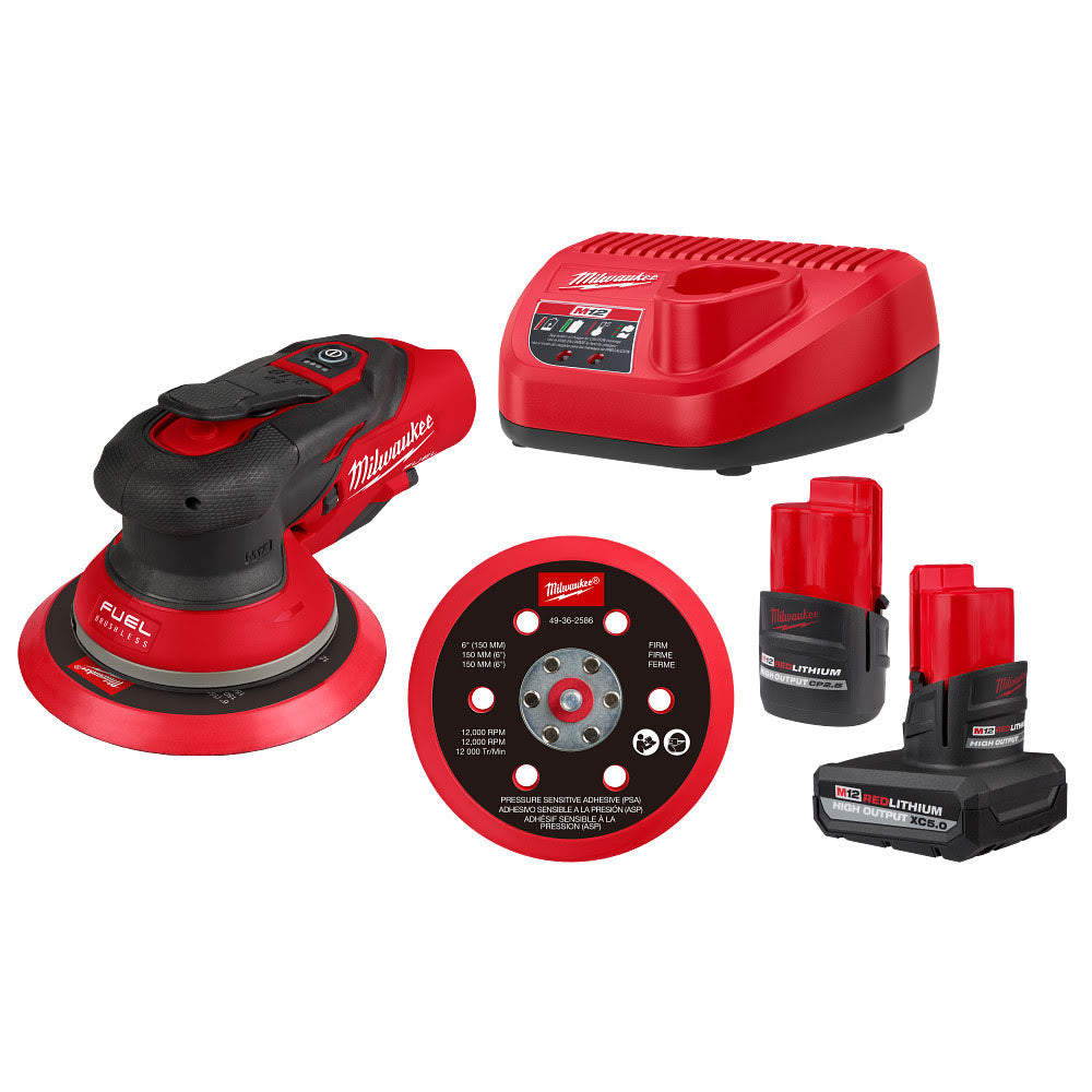 Milwaukee 2585-22CX M12 FUEL 6" Random Orbital Sander Kit (3/16")