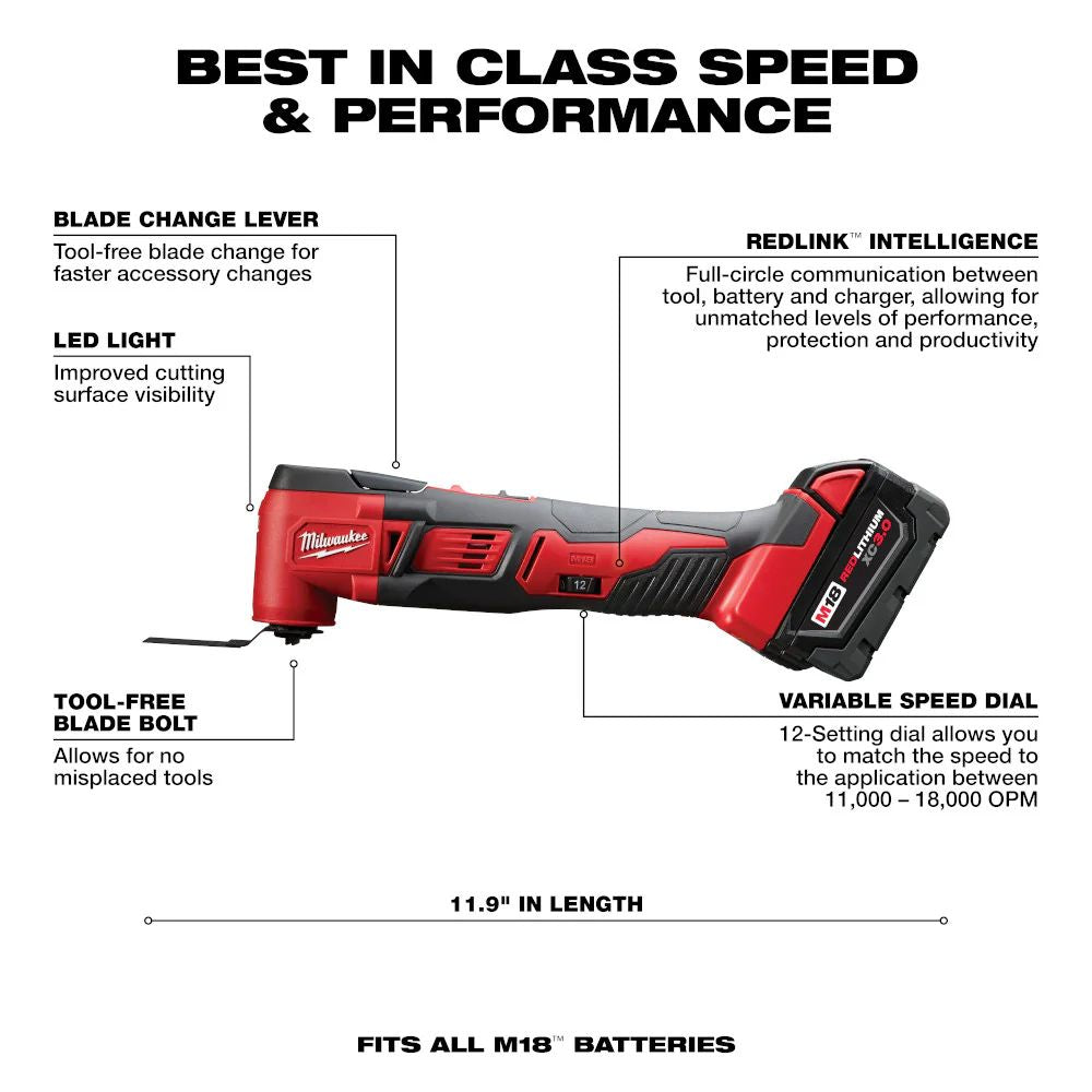 Milwaukee 2626-21C M18 18V Cordless Lithium-Ion Multi-Tool Kit - 2