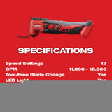 Milwaukee 2626-21C M18 18V Cordless Lithium-Ion Multi-Tool Kit - 3
