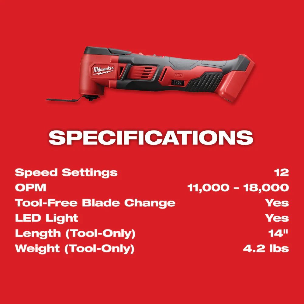 Milwaukee 2626-21C M18 18V Cordless Lithium-Ion Multi-Tool Kit - 3