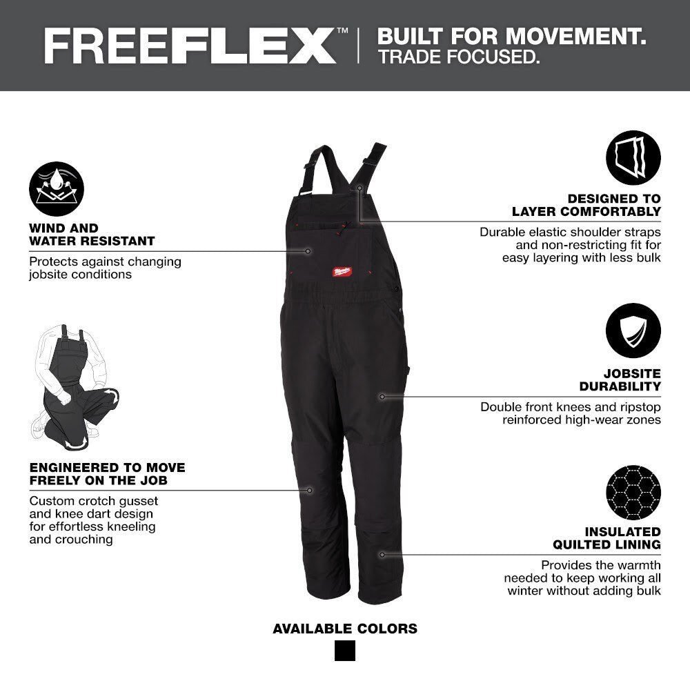 Milwaukee 262B FREEFLEX Insulated Bib Overalls - Black - 2