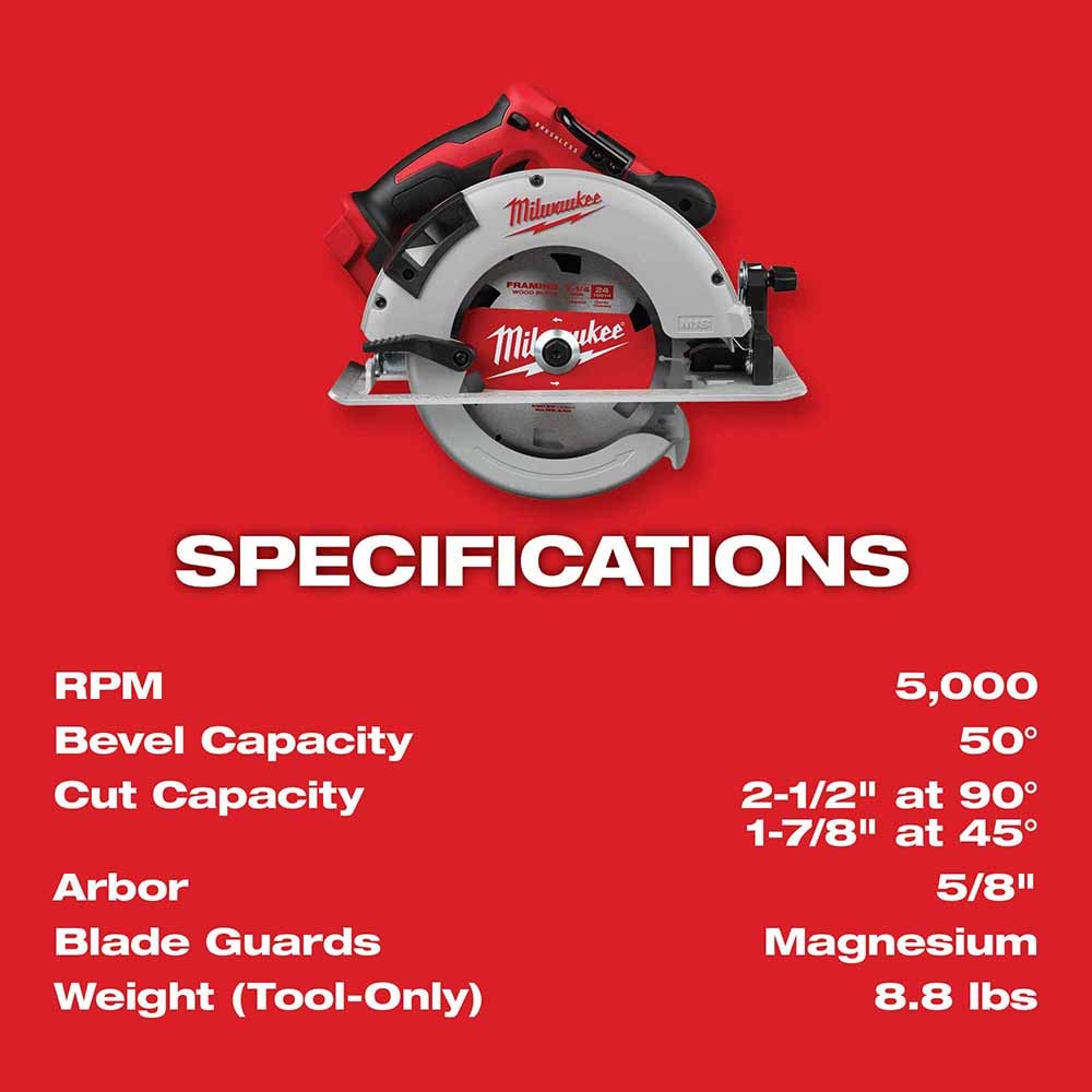 Milwaukee 2631-80 M18 Brushless 7-1/4" Circular Saw Bare Tool (Reconditioned) - 7