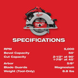 Milwaukee 2631-80 M18 Brushless 7-1/4" Circular Saw Bare Tool (Reconditioned) - 7