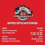 Milwaukee 2631-20 M18 Brushless 7-1/4" Circular Saw Bare Tool - 8