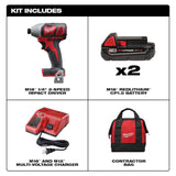 Milwaukee 2656-22CT M18 Cordless 1/4" Hex Impact Driver Tool Kit - 5