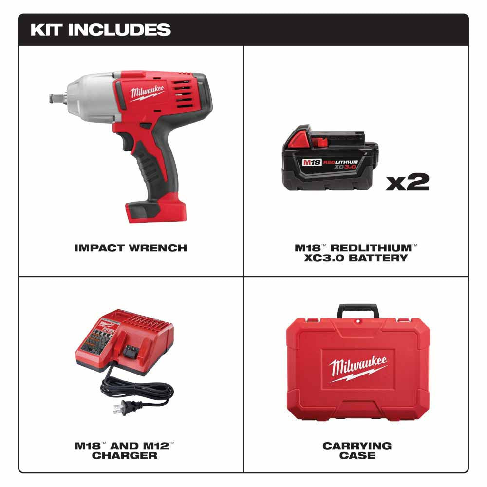 Milwaukee 2663-22 M18 1/2" High Torque Impact Wrench with Friction Ring Kit - 2