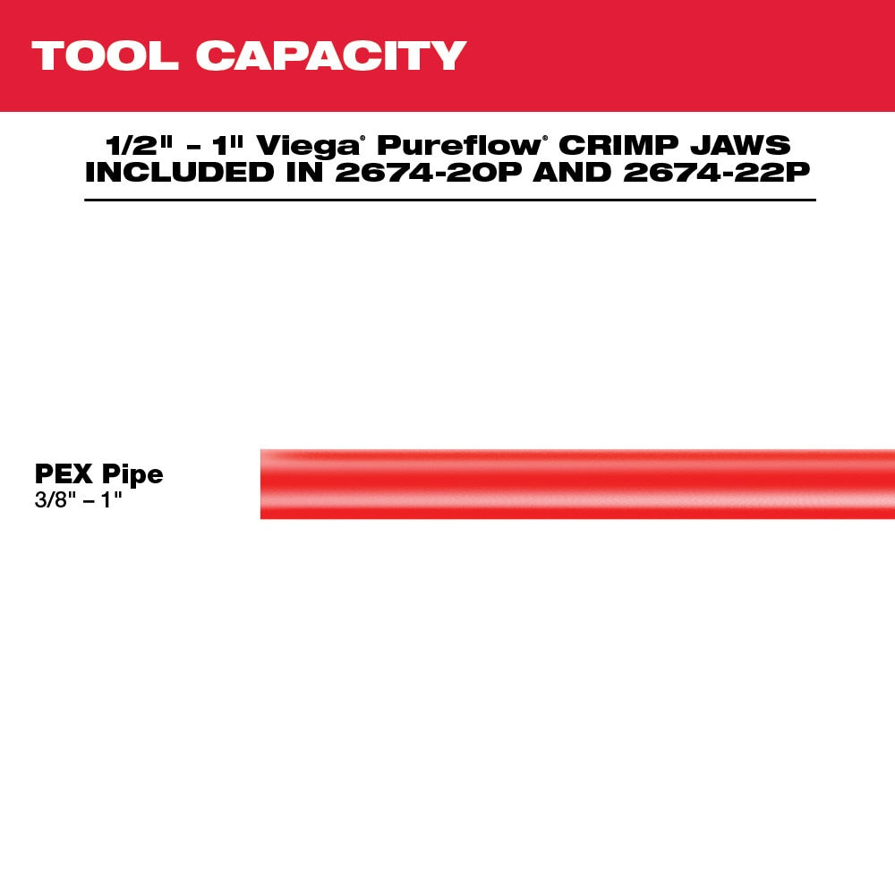 Milwaukee 2674-82P M18 Short Throw Press Tool Kit with Viega PureFlow Jaws (Reconditioned) - 3